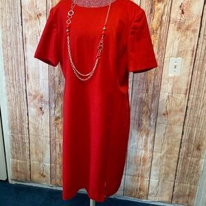 Vintage J. G. Hook  Red Wool Crepe Dress‎ Size 18W Half Sleeve Dress